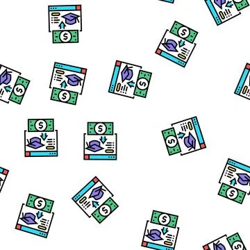 Internet education payment vector seamless pattern Stock Illustration