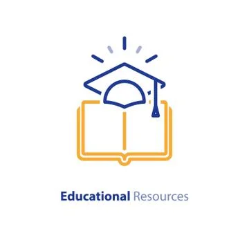 Internet educational resources, learning courses, open library line icon Stock Illustration