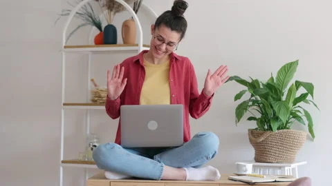 Internet educational resources student shows thumbs up Spbi Stock Footage 156879938
