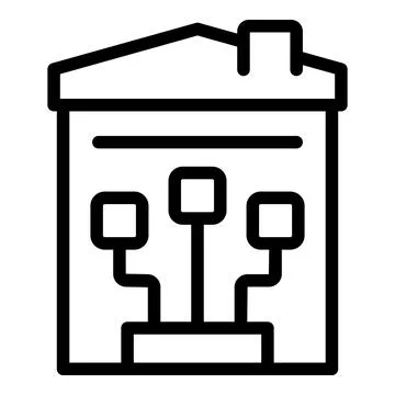 Internet enabled home icon outline vector. Smart house system Stock Illustration