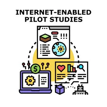 Internet enabling pilot studies managing research analysis Stock Illustration
