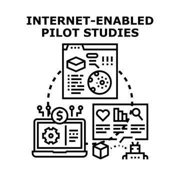 Internet enabling pilot studies managing research analysis Stockillustratie