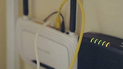 Internet equipment blinking modem and router lights . Vídeo Stock 62364849