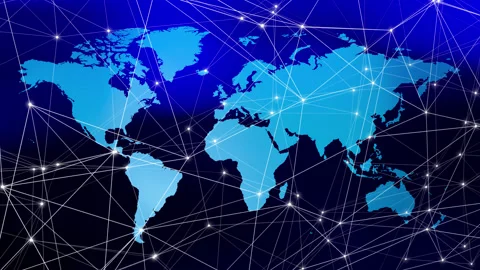 Internet era the world map as a web of global news and information. Journalism Stock Footage 248386115