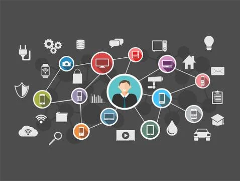 Internet of everything. IoE. Internet connection concept. Stock Illustration