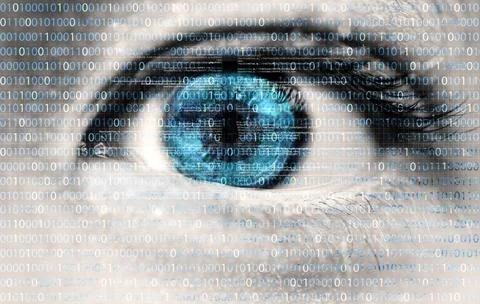  Internet Eye An innocent eye exposed to digital information flow from the... Foto stock