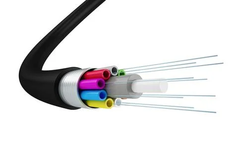 Internet fiber cable. technology that transmits large amounts of data at very Stock Illustration