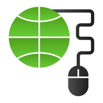 Internet flat icon. Globe with computer mouse color icons in trendy flat style Stock Illustration