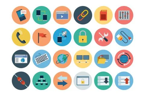 Internet Flat Vector Icons Ilustración de archivo