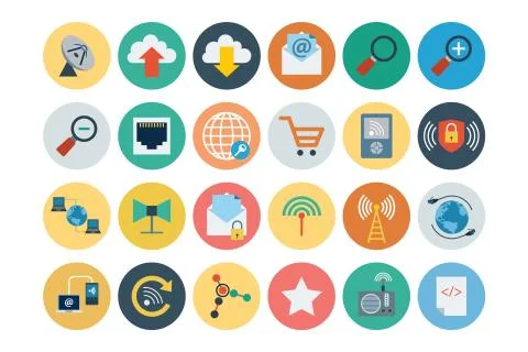 Internet Flat Vector Icons Pack Stock Illustration