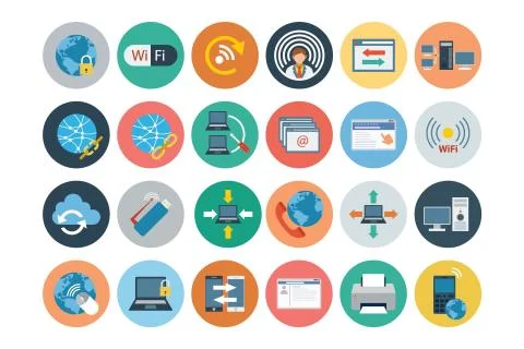 Internet Flat Vector Icons Set Illustrazione stock