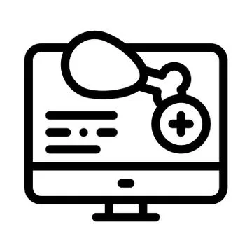Internet food order computer screen icon vector outline illustration Stock Illustration