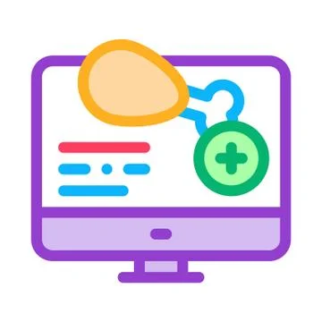 Internet food order computer screen icon vector outline illustration Stock Illustration