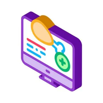 Internet food order computer screen isometric icon vector illustration Stock Illustration