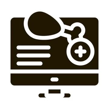 Internet food order computer screen icon Vector Glyph Illustration Illustrazione stock