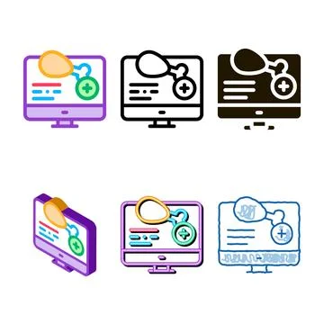Internet food order computer screen icon simplified vector outline 库存插图