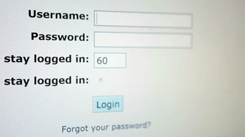 Internet form for log-in site or forum with entering name user and password Stock Footage 33060988