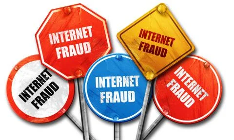 Internet fraud background, 3D rendering, rough street sign colle 스톡 일러스트