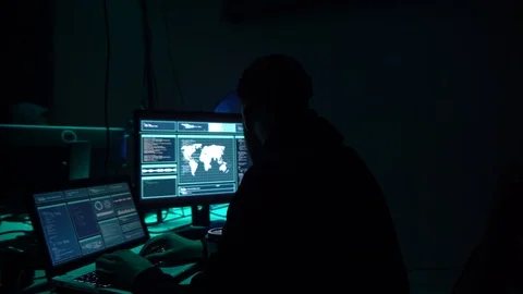 Internet fraud, darknet, data thiefs, cybergrime. Hacker attack on government Stock Footage 99578993
