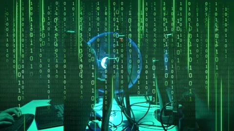 Internet fraud, darknet, data thiefs, cybercrime concept. Hacker attack on Video stock 170829903