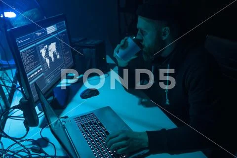 Internet fraud, darknet, data thiefs, cybergrime concept. Hacker attack on Stock Photos
