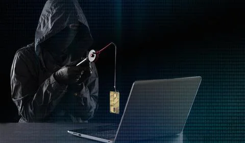 Internet fraud using computer technology, stealing money on the Internet, ste Stock Photos