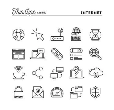 Internet, global network, cloud computing, free WiFi and more. Stock Illustration