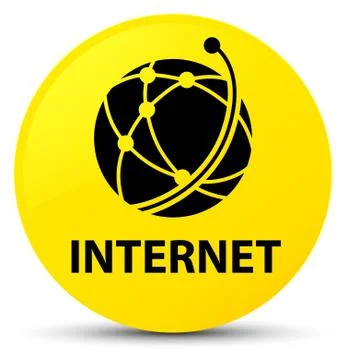Internet (global network icon) yellow round button Stock Illustration