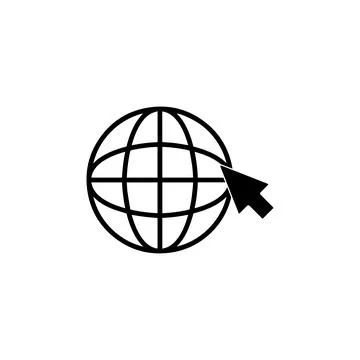 Internet Globe with Cursor. Vector icon. Stock Illustration