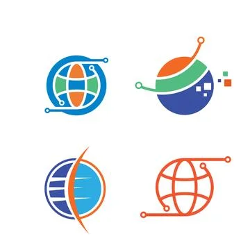 Internet globe icon vector concept design template Illustrazione stock