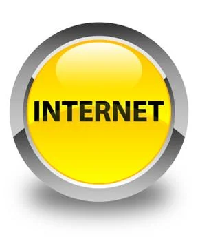 Internet glossy yellow round button Stock Illustration