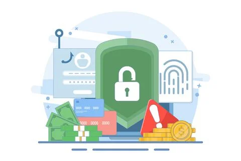 Internet hacker attack and personal data security concept 库存插图