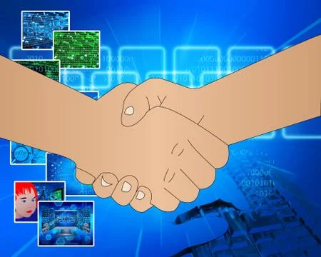 Internet handshake Illustrazione stock