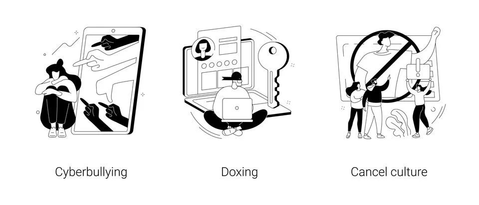 Internet harassment abstract concept vector illustrations. Illustrazione stock