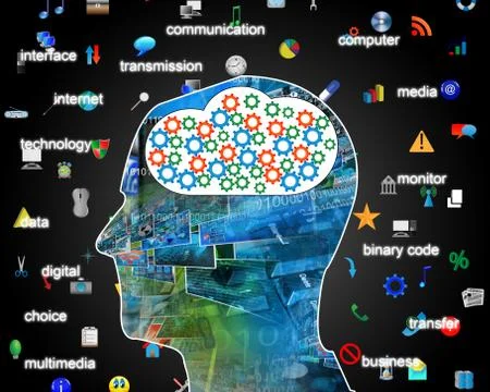 Internet in the head Stock Illustration