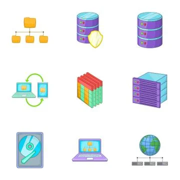 Internet hosting technology icons set 스톡 일러스트