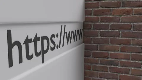 Internet https blocked view brick wall concept for internet censorship and 库存插图