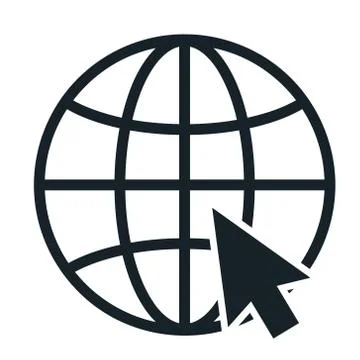 Internet icon with black computer arrow cursor Stock Illustration