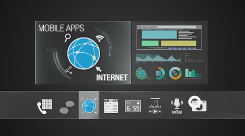 Internet icon for mobile application contents. Digital display application. Stock Footage 59225031
