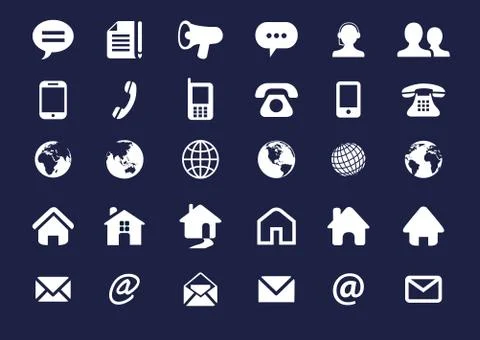 Internet icon set Contact. 30 elements Vector 스톡 일러스트