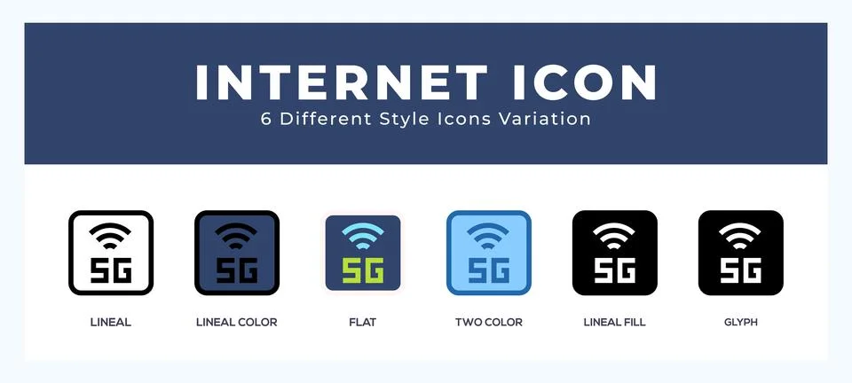 Internet icon set with different styles. Design elements for logo. Vector i.. Illustrazione stock