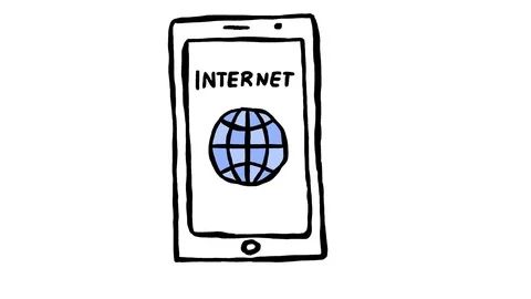 Internet Icon on Smartphone Scribble Animation Doodle Cartoon 4K 스톡 동영상 72442332