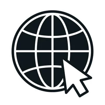Internet icon with white computer arrow cursor Stock Illustration