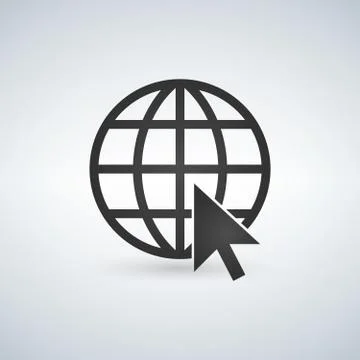 Internet icon.Go to web sign. Internet symbol. Globe and cursor. Stock Illustration
