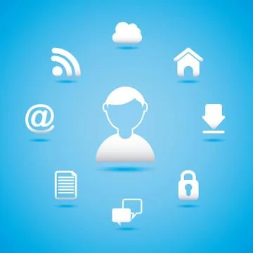 Internet icons over  blue background vector illustration Stock Illustration
