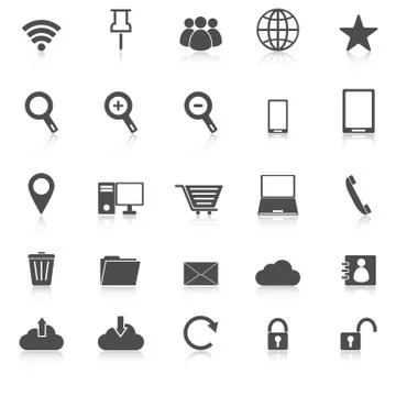 Internet icons with reflect on white background Stock Illustration