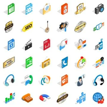 Internet icons set, isometric style Stock Illustration