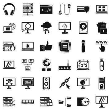 Internet icons set, simple style Illustrazione stock