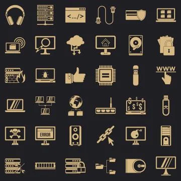 Internet icons set, simple style Illustrazione stock