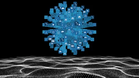 Internet icons in the shape of a sphere Stock Footage 110698881